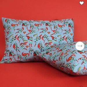 Posh Peanut Superman Standard Pillowcases in Light Blue & Red Accents set of 2